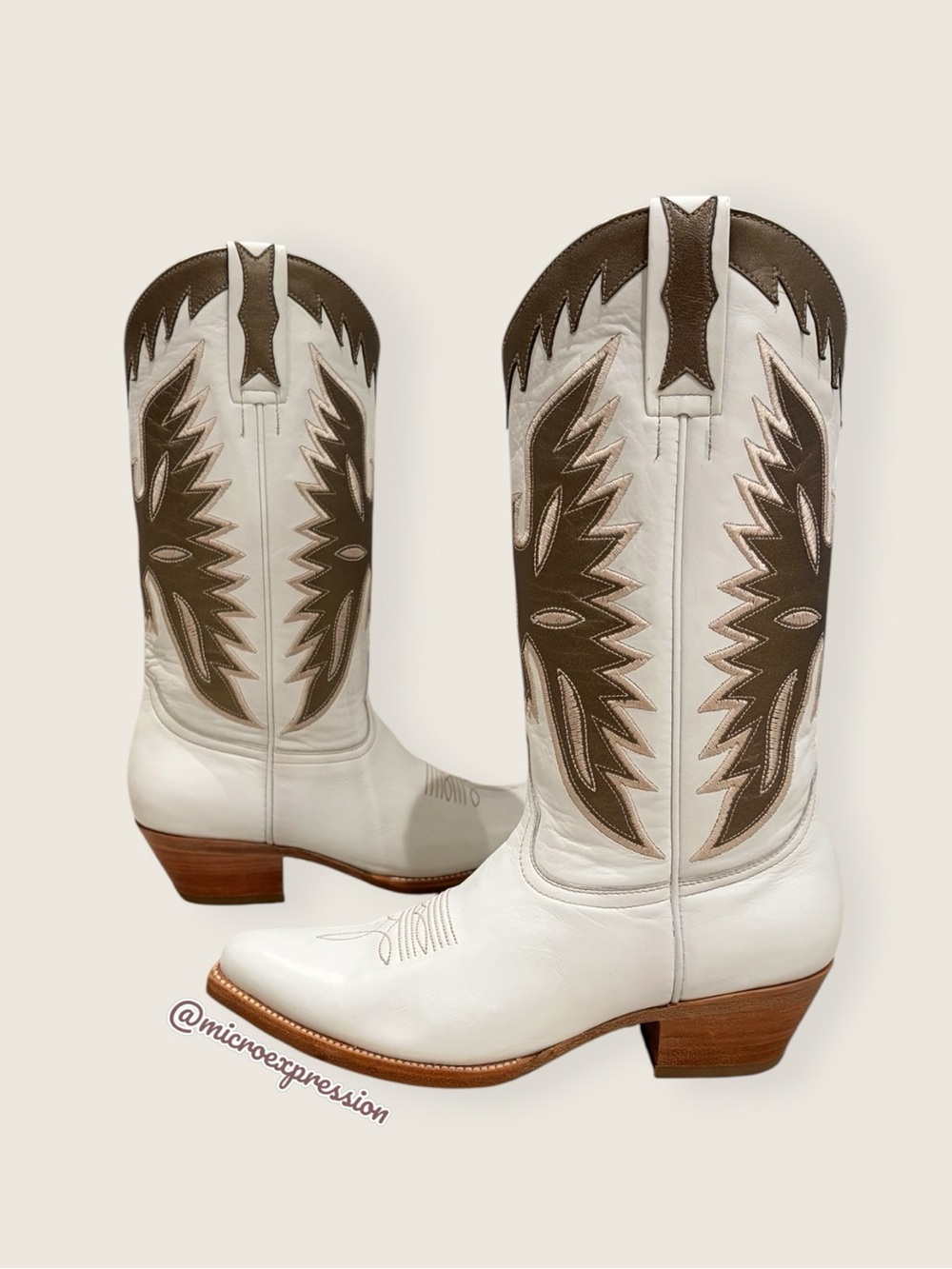 RARE Frye Billy Phoenix/Eagle Bird Indie Pull On Aztec White Leather Cowboy Boot - Picture 11 of 11